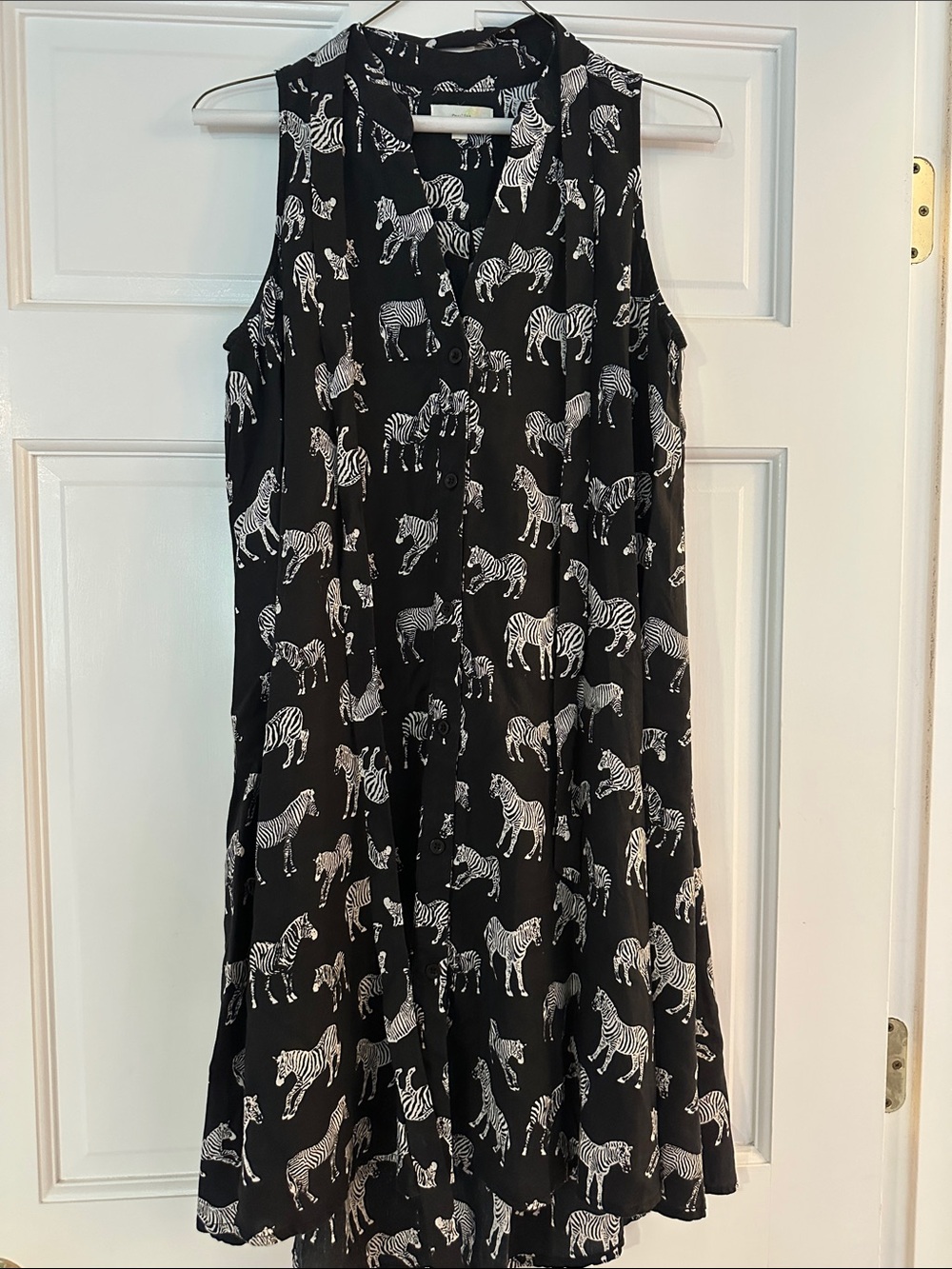 Anthropologie Black Zebra Print Sleeveless Hi-Lo Dress